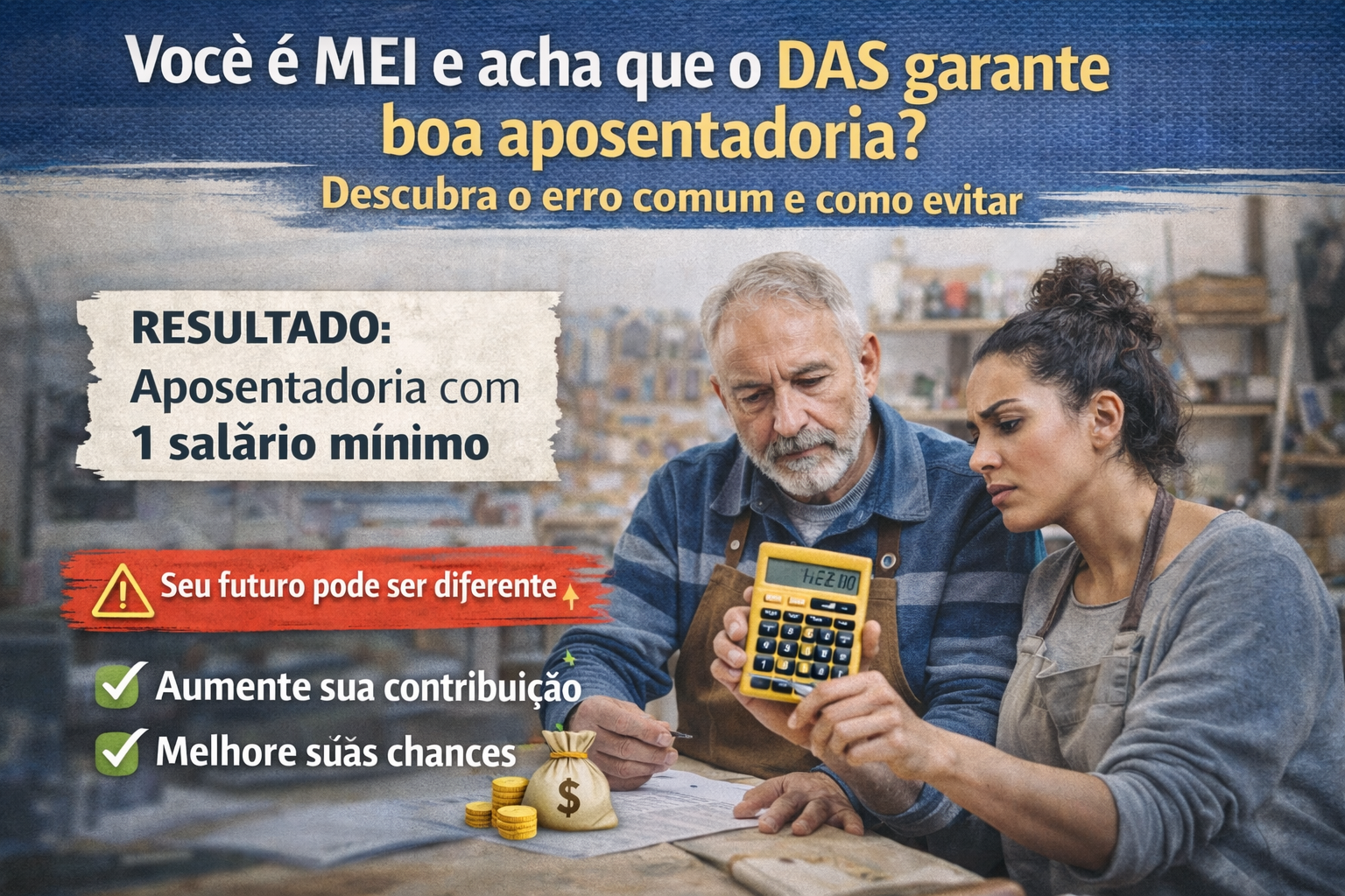 MEI analisando cálculos de aposentadoria para evitar erros de contribuição